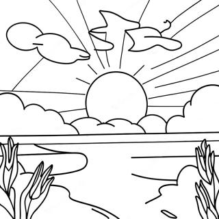 Bunte Sonnenuntergang Himmel Ausmalbild | Himmel Ausmalbild