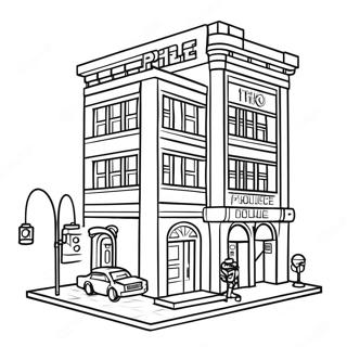 Lego Stadt Polizeistation Ausmalbild | Lego Stadt Ausmalbild