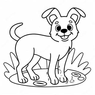 Verspielter Streunerhund Ausmalbild | Streuner Ausmalbild