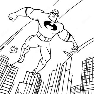 Mr. Incredible in Aktion Ausmalbild | Die Unglaublichen Ausmalbild
