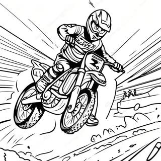 Supercross Dirt Bike Rennaktion Ausmalbild | Supercross-Motorrad Ausmalbild