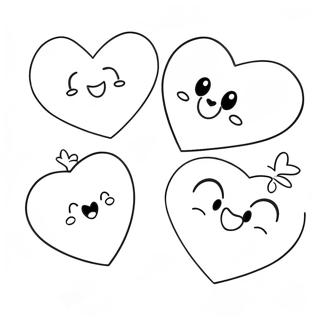Niedliche Cartoonherzen Ausmalbild | Herzen Ausmalbild