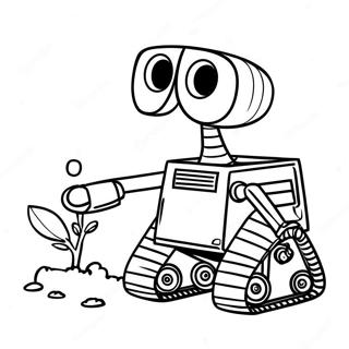 Niedlicher Wall E mit Eve Ausmalbild | Wall E Ausmalbild