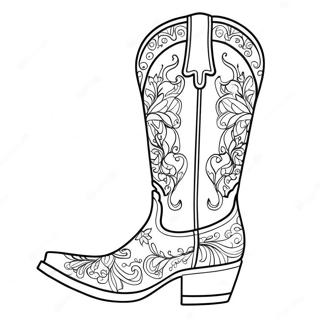 Dekorativer Cowboy-Stiefel Ausmalbild | Cowboy-Stiefel Ausmalbild