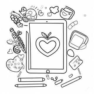 Buntes iPad mit lustigen Apps Ausmalbild | iPad Ausmalbild