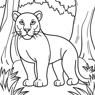 Majestätischer Cougar im Wald Ausmalbild | Puma Ausmalbild