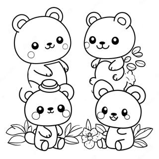 Niedlicher Rilakkuma und Freunde Ausmalbild | Rilakkuma Ausmalbild