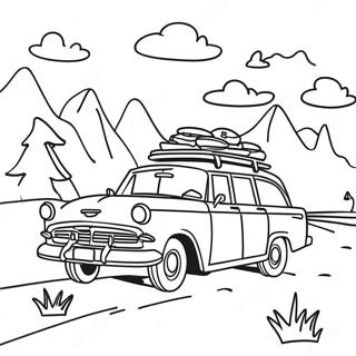 Road Trip Abenteuer Ausmalbild | Road Trip Ausmalbild