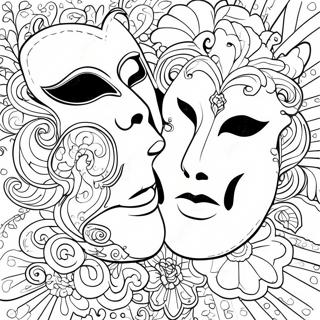 Bunte Theatermasken Ausmalbild | Theater Ausmalbild