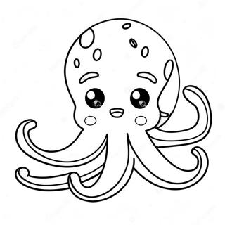 Niedlicher Cartoon-Oktopus Ausmalbild | Krake Ausmalbild