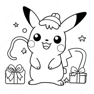 Weihnachts-Pikachu Ausmalbild | Weihnachts-Pikachu Ausmalbild