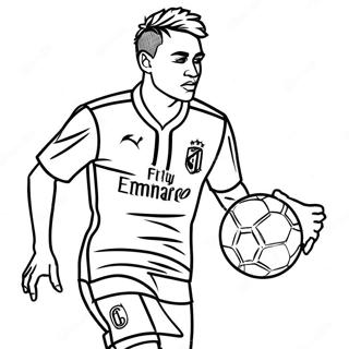 Neymar dribbelt den Ball Ausmalbild | Neymar Ausmalbild