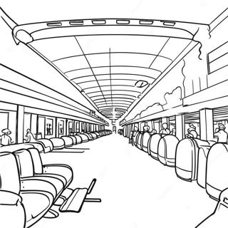Beschäftigter Flughafen-Terminal Ausmalbild | Flughafen Ausmalbild