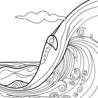 Buntes Surfbrett mit Wellen Ausmalbild | Surfbrett Ausmalbild
