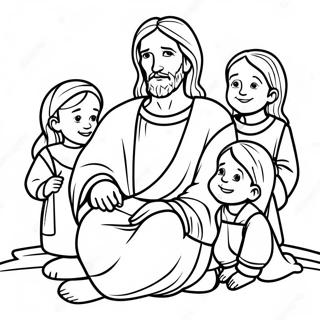 Jesus mit Kindern Ausmalbild | Katholisch Ausmalbild