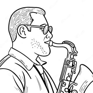 Saxophonist, der Jazz spielt Ausmalbild | Jazz Ausmalbild