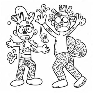 Bunte Keith Haring Stil Charaktere Ausmalbild | Keith Haring Ausmalbild
