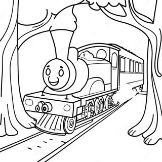 Choo Choo Charles in einem Spooky Wald Ausmalbild | Choo Choo Charles Ausmalbild