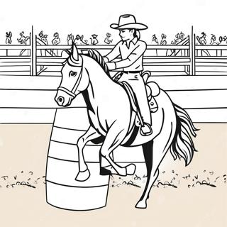 Barrel Racing Pferd und Reiter Ausmalbild | Fassrennen Ausmalbild
