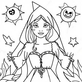 Gothic Hexerei Ausmalbild | Gothische Hexerei Ausmalbild
