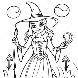 Mystische Gothic Hexe Ausmalbild | Gothische Hexerei Ausmalbild