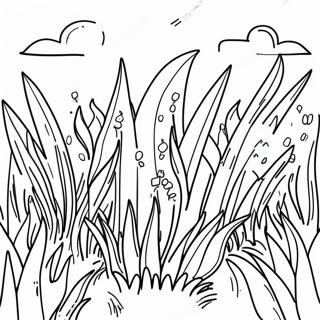 Üppiges grünes Gras Ausmalbild | Gras Ausmalbild