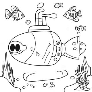 Buntes U-Boot Unterwasserszenen Ausmalbild | U-Boot Ausmalbild
