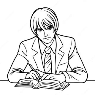 Light Yagami mit Notizbuch Ausmalbild | Todesnotiz Ausmalbild