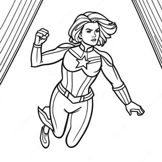 Captain Marvel in Aktion Ausmalbild | Captain Marvel Ausmalbild