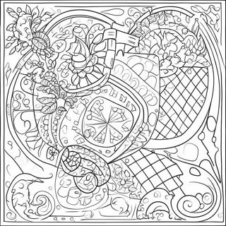 Buntes geheimnisvolles Gitter Puzzle Ausmalbild | Geheimnisgitter Ausmalbild