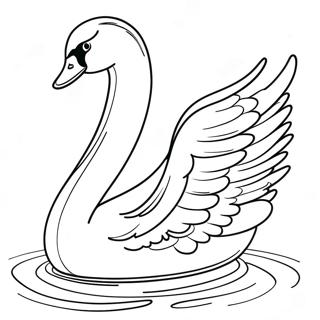 Eleganter Schwan, der über Wasser gleitet Ausmalbild | Schwan Ausmalbild