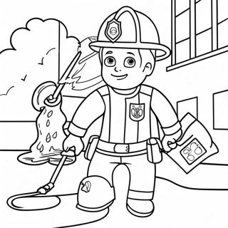 Feuerwehrmann Sam in Aktion Ausmalbild | Feuerwehrmann Sam Ausmalbild