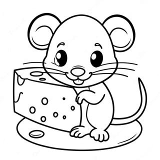 Lustige Ratte mit Käse Ausmalbild | Rat Ausmalbild