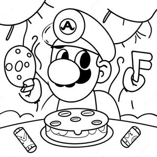 Mario Geburtstagsparty Ausmalbild | Mario Geburtstag Ausmalbild