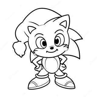 Sonic der Igel mit Weihnachtsmütze Ausmalbild | Weihnachts Sonic Ausmalbild