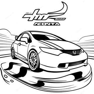 Sportliche Honda Civic Renn-Ausmalseite | Honda Civic Ausmalbild