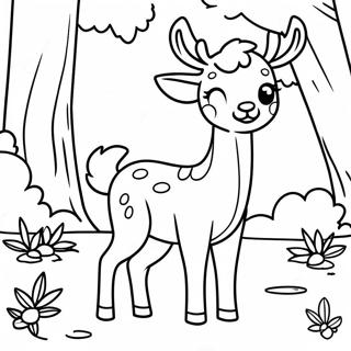 Niedliches Baby-Reh im Wald Ausmalbild | Waldtiere Ausmalbild