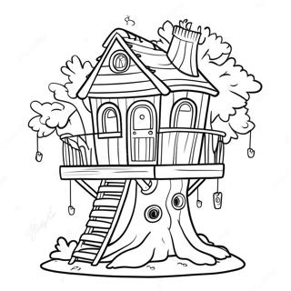 Verspielt Baumhaus Ausmalbild | Baumhaus Ausmalbild