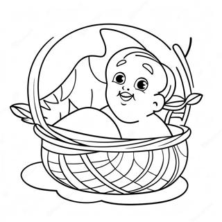 Baby Moses im Korb Ausmalbild | Baby Moses Ausmalbild