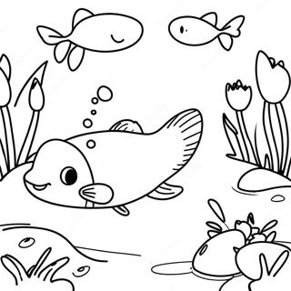 Wels schwimmt in einem Fluss Ausmalbild | Wels Ausmalbild