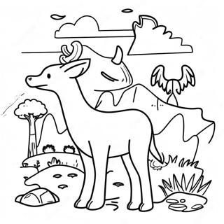 Majestätische Nationalpark Tiere Ausmalbild | Nationalpark Ausmalbild