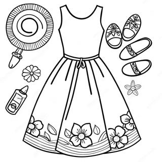 Buntes Sommerkleid Ausmalbild | Kleidung Ausmalbild