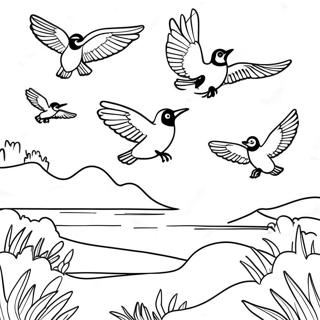 Zugvögel fliegen Ausmalbild | Migration Ausmalbild