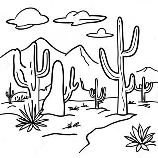 Arizona Wüstenlandschaft Ausmalbild | Arizona Ausmalbild
