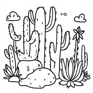Bunter Arizona Kaktusgarten Ausmalbild | Arizona Ausmalbild