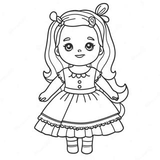 Niedliche Puppe mit Kleid Ausmalbild | Puppe Ausmalbild