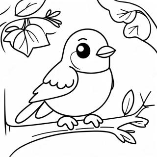 Niedliches Rotkehlchen auf einem Ast Ausmalbild | Robin Ausmalbild