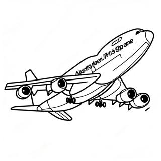 A380 Flugzeug im Flug Ausmalbild | A380 Flugzeug Ausmalbild