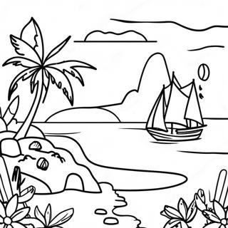 Inselparadies Ausmalbild | Island Ausmalbild