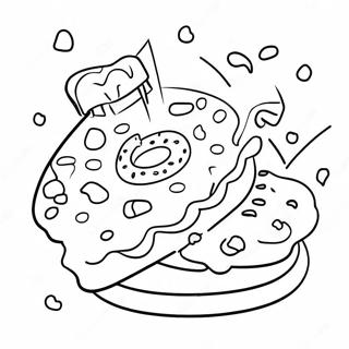 Leckere Dunkin Donuts mit Streuseln Ausmalbild | Dunkin Donuts Ausmalbild